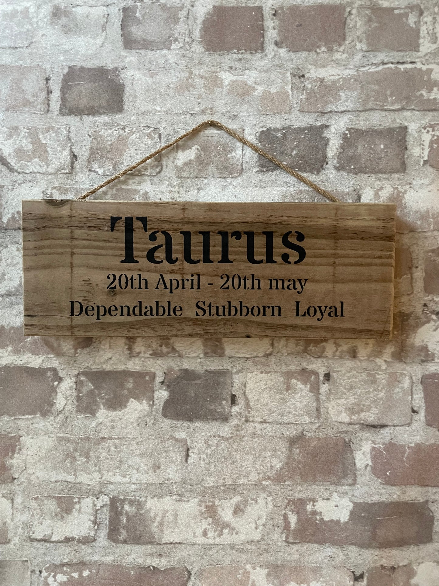 Handmade Wooden Sign – Zodiac Sign Taurus (20th April – 20th May)