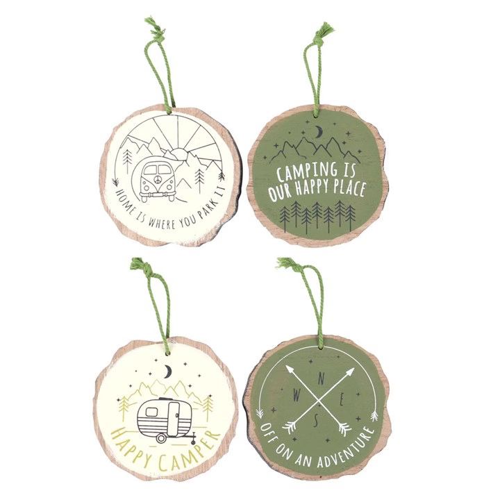 Happy Camper Wooden Slice Signs