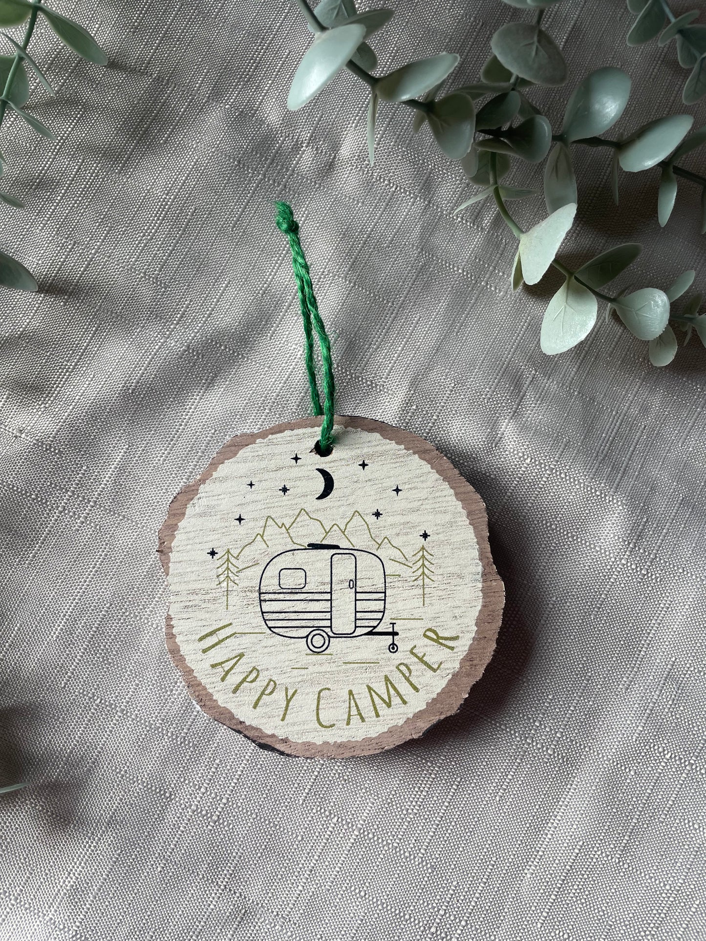 Happy Camper Wooden Slice Signs