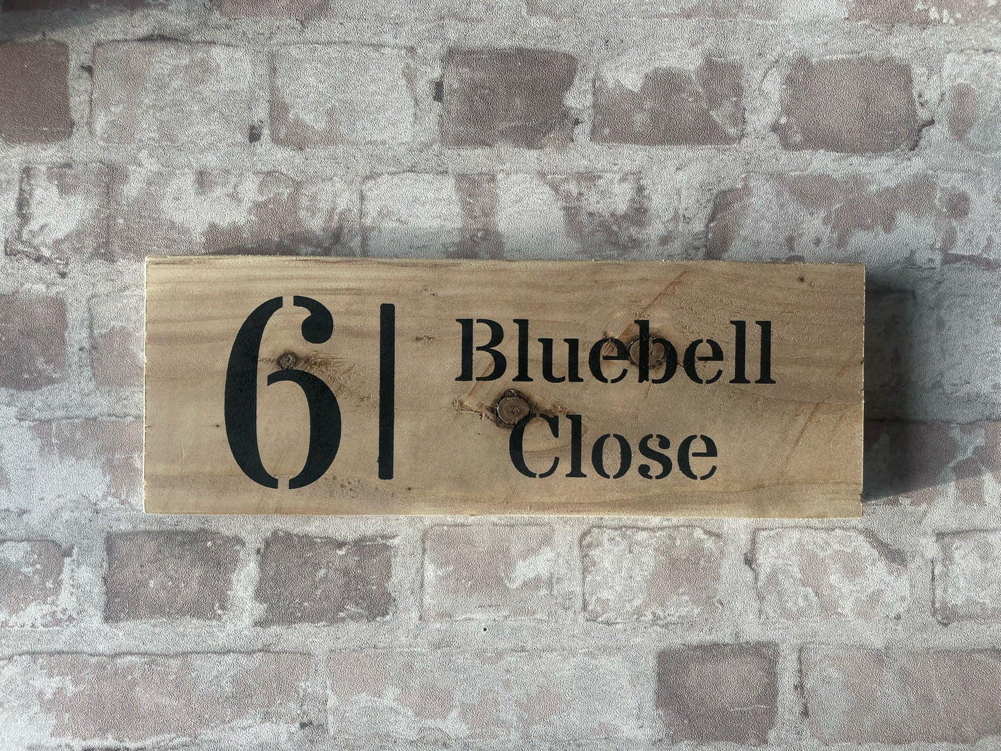 Handmade persoalised wooden house sign (Number & Name)