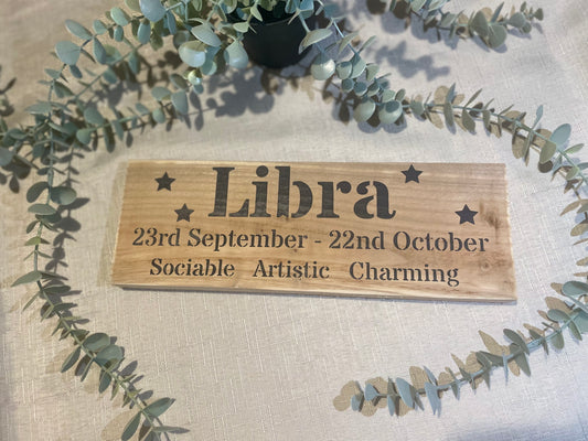 Handmade wooden sign - Libra