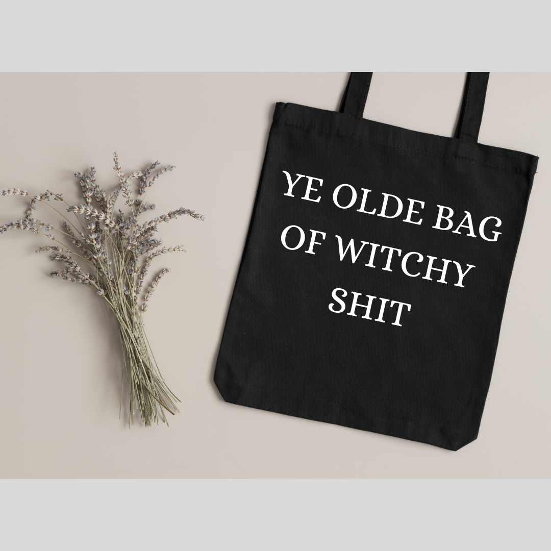 100% Cotton Tote Bag – "Ye Olde Bag Of Witchy Shit"