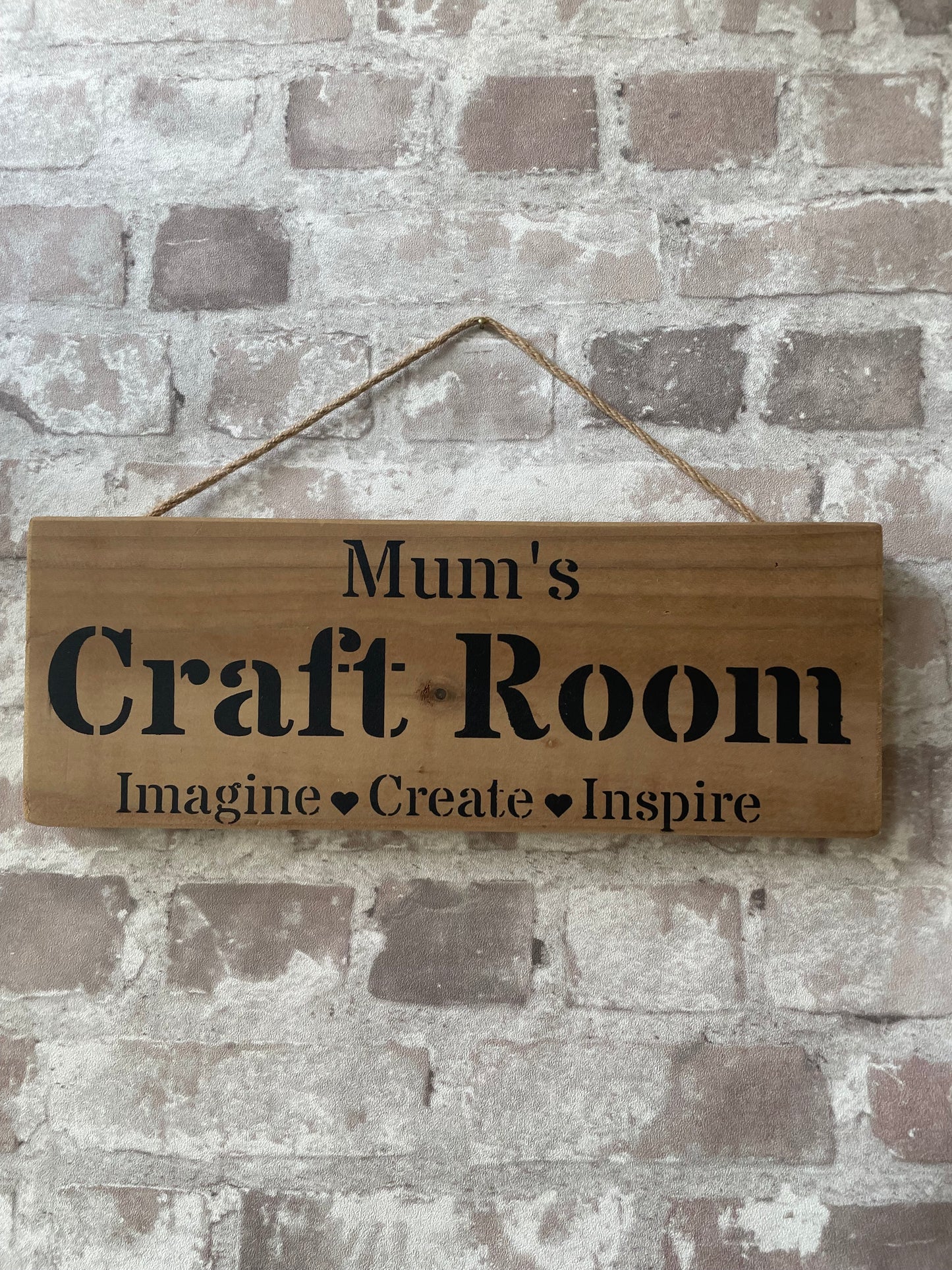 Handmade wooden sign ("Your name" Craft Room Imagine - Create - Inspire)