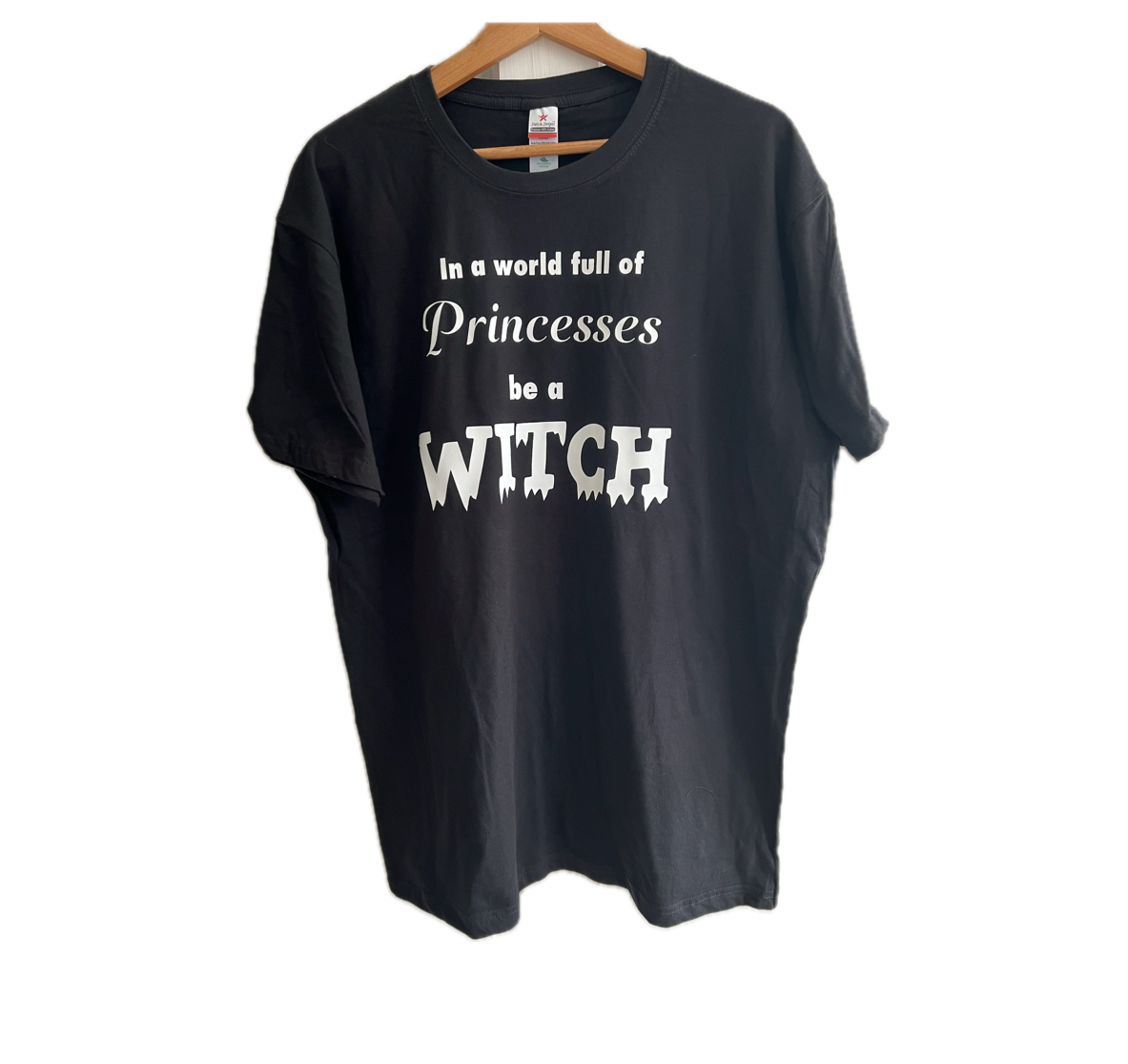 Adults short sleeve funny T-shirt (In a world full of princesses be a WITCH.)