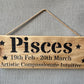 Handmade wooden sign (Pisces)