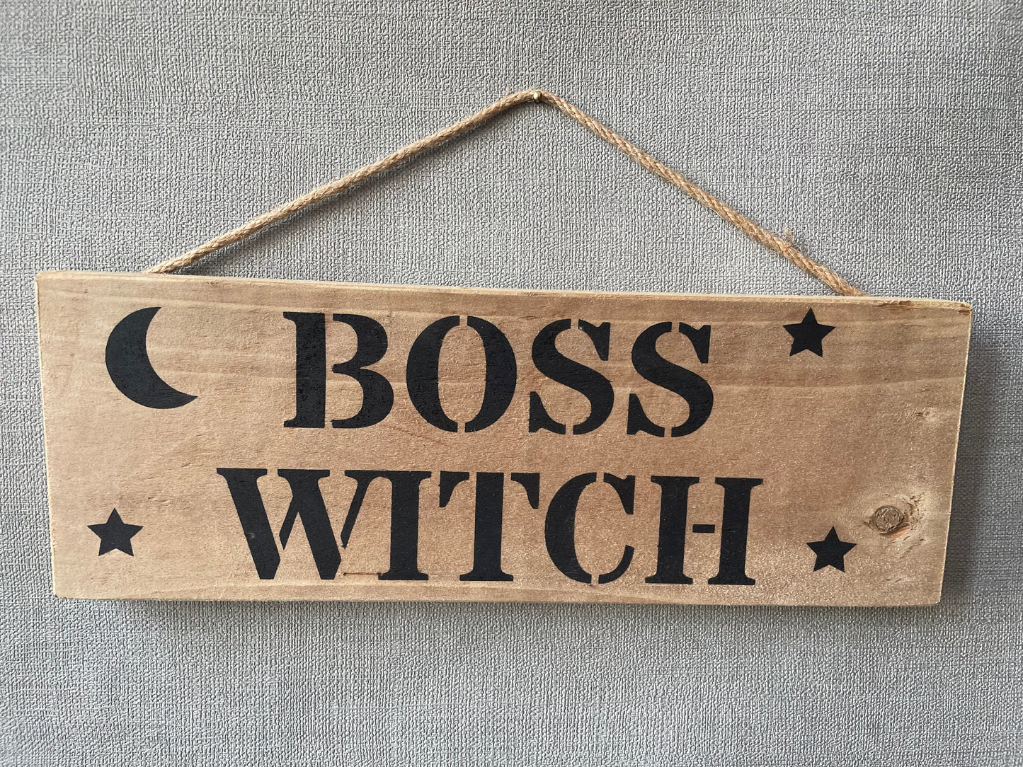 Handmade wooden sign (BOSS WITCH)