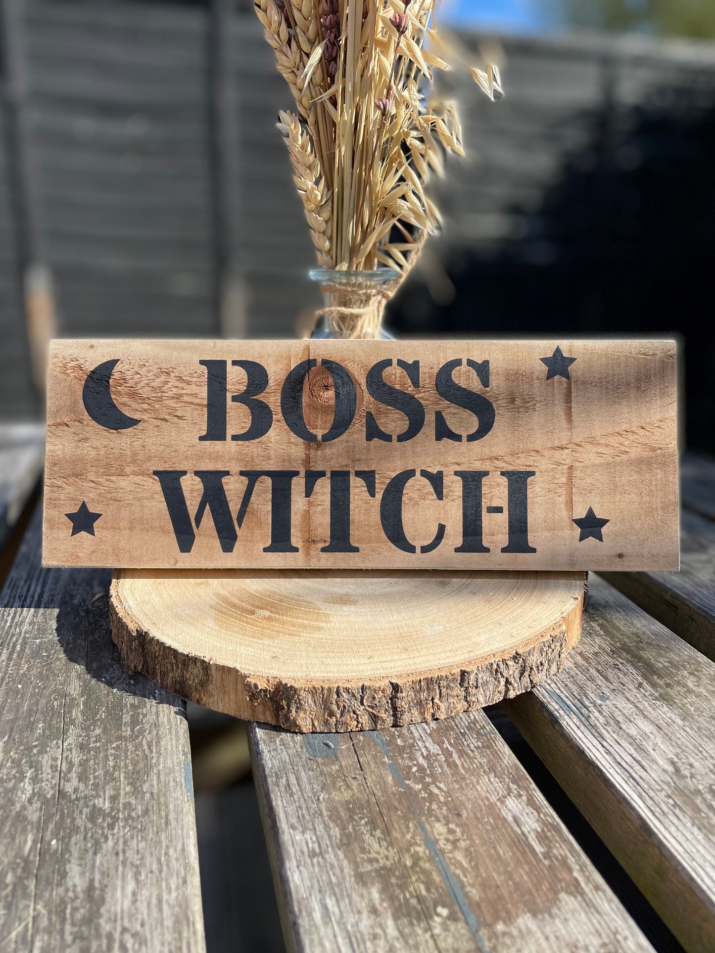 Handmade wooden sign (BOSS WITCH)