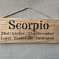 Handmade wooden sign (Scorpio)