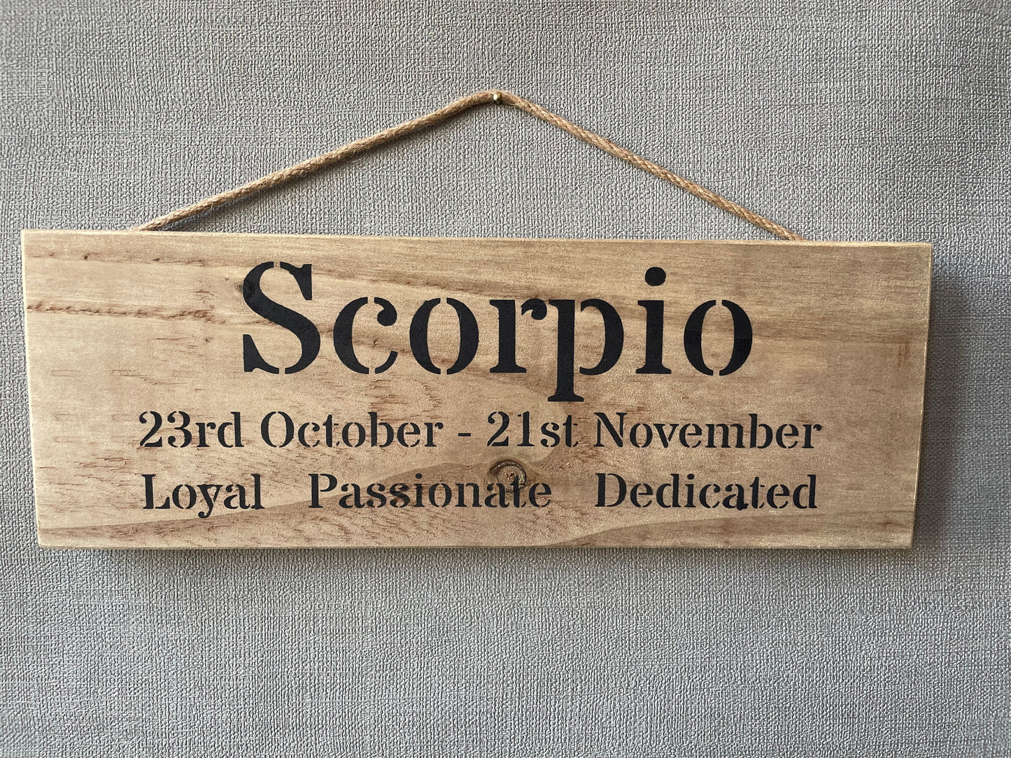 Handmade wooden sign (Scorpio)