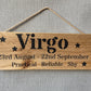 Handmade wooden sign - Virgo