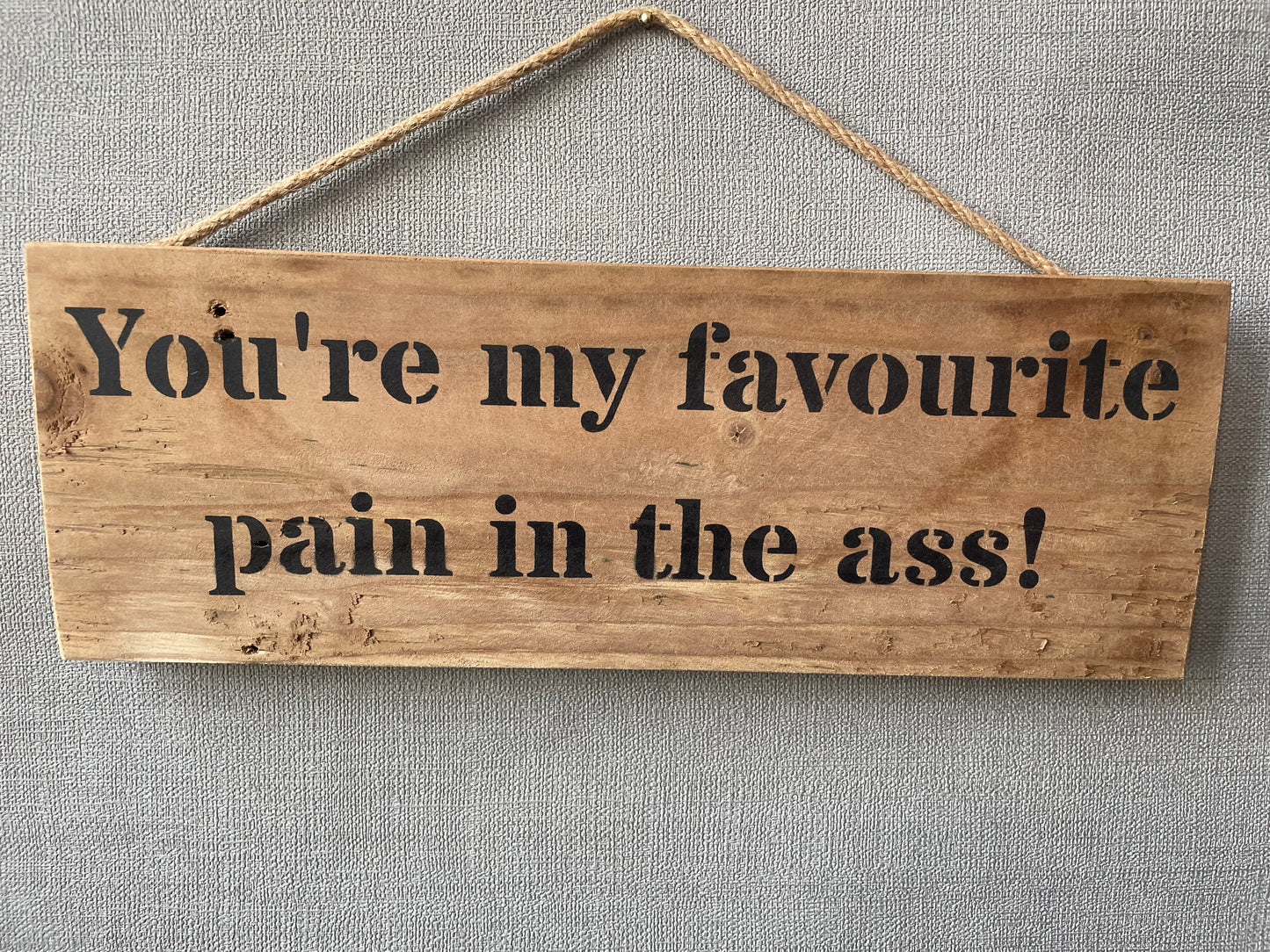 Handmade wooden sign (You’re my favourite pain in the ass!)