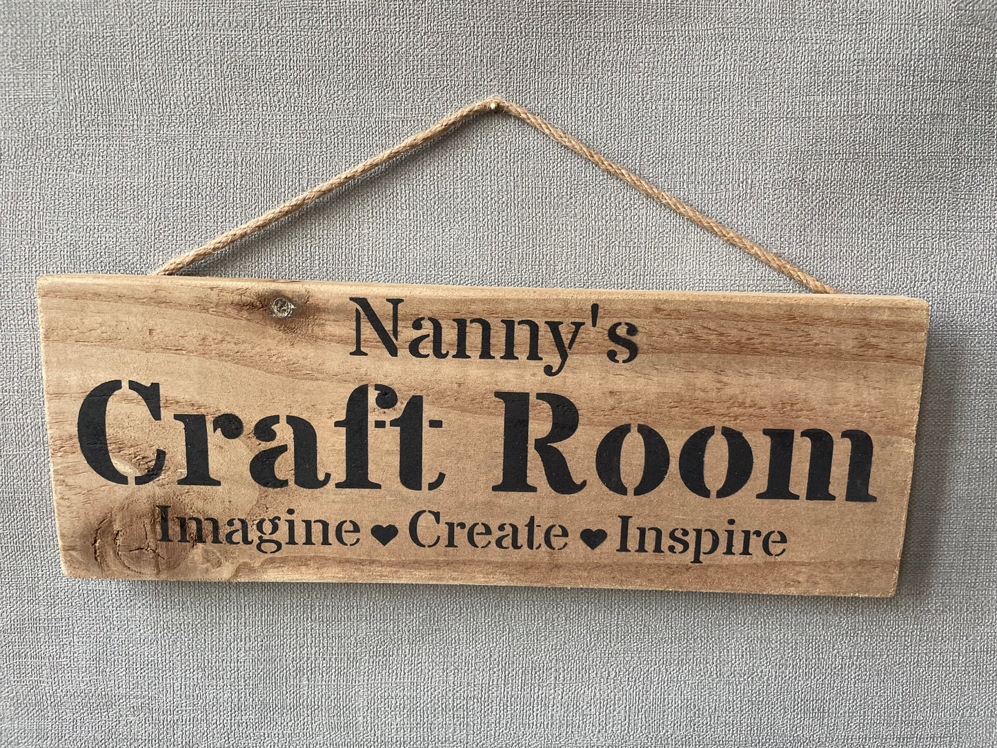 Handmade wooden sign ("Your name" Craft Room Imagine - Create - Inspire)