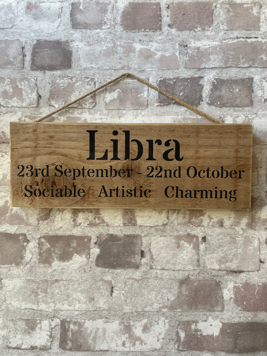 Handmade wooden sign - Libra