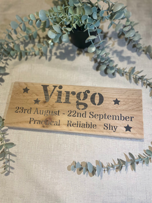 Handmade wooden sign - Virgo