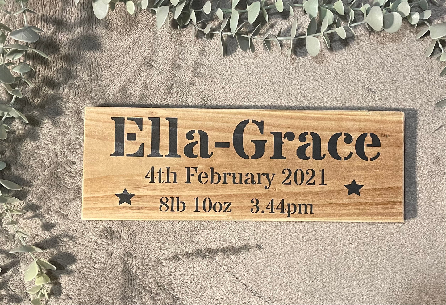 Handmade Newborn Personalised Wooden Sign