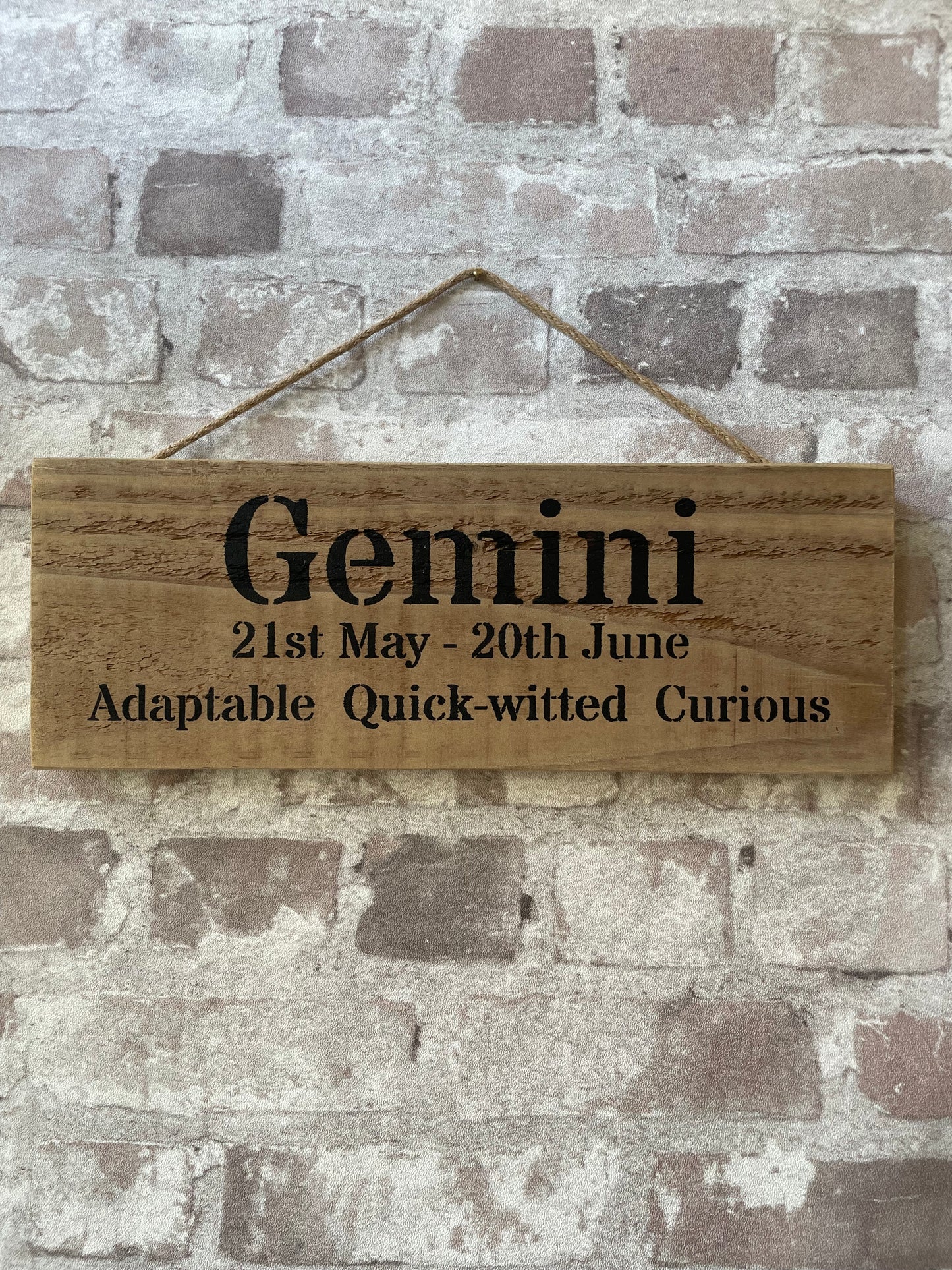 Handmade wooden sign (Gemini)