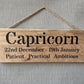 Handmade wooden sign (Capricorn)