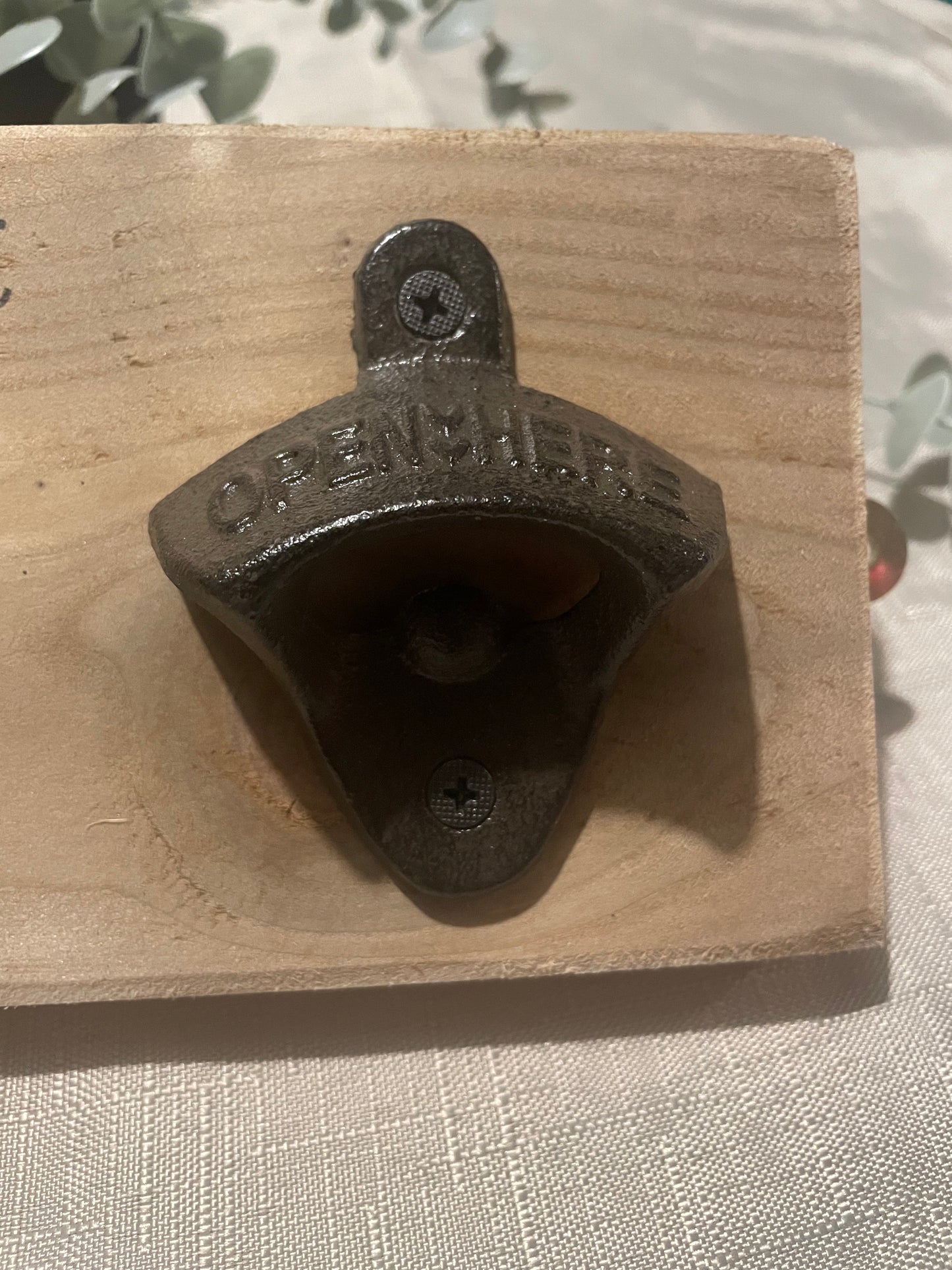 Rustic hardwearing wooden beer bottle opener - weekend forecast 100% chance of beer