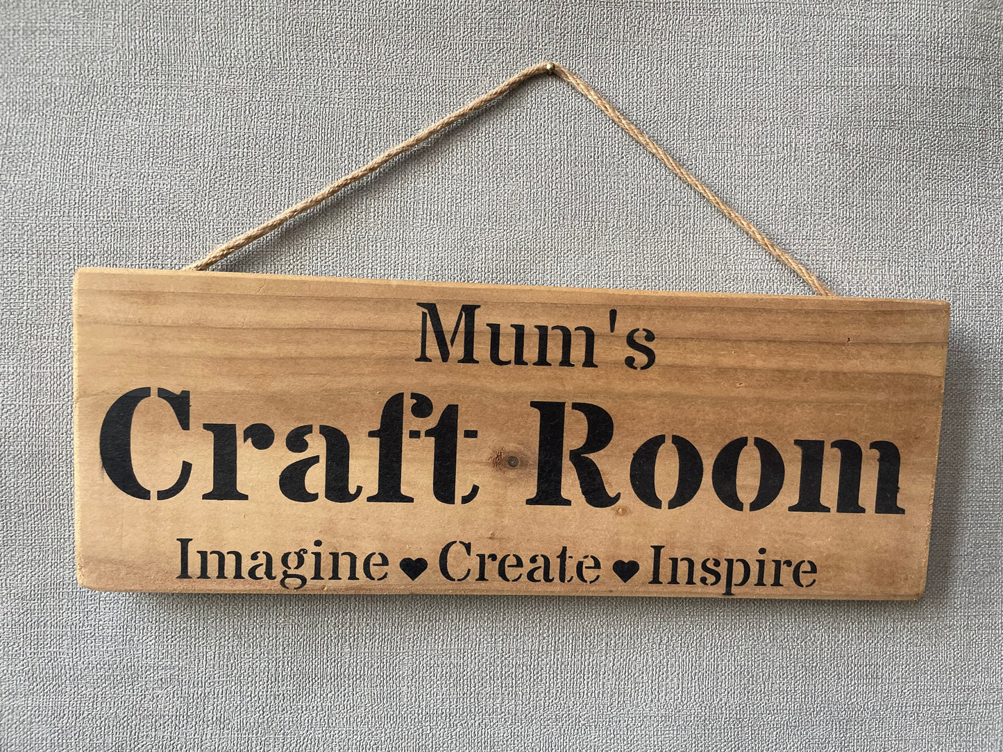 Handmade wooden sign ("Your name" Craft Room Imagine - Create - Inspire)