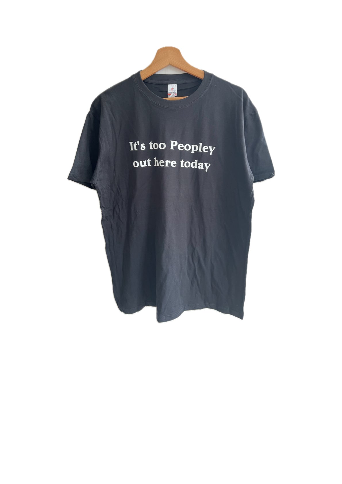 Adults short sleeve funny T-shirt Black (It's too peopley out here today)