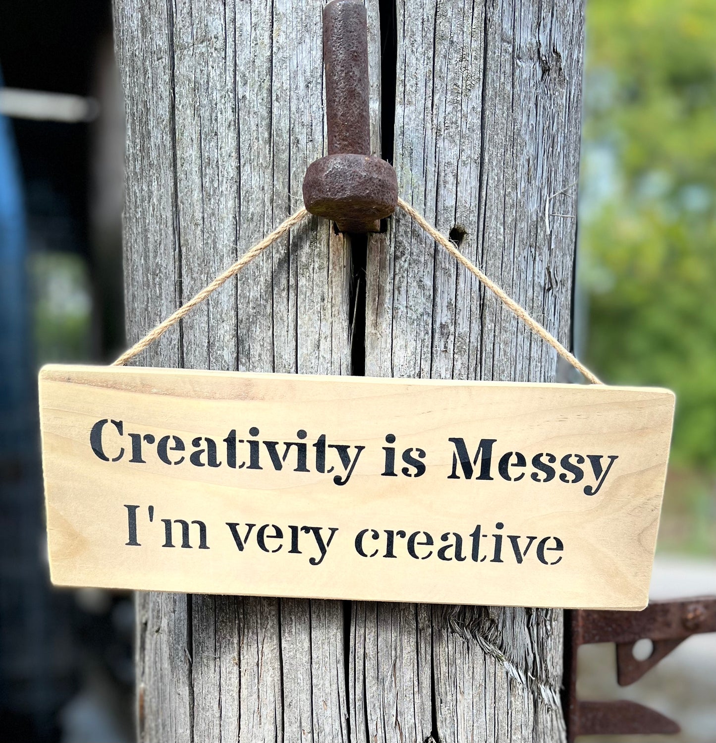 Handmade wooden sign - (Creativity is Messy I'm very creative)