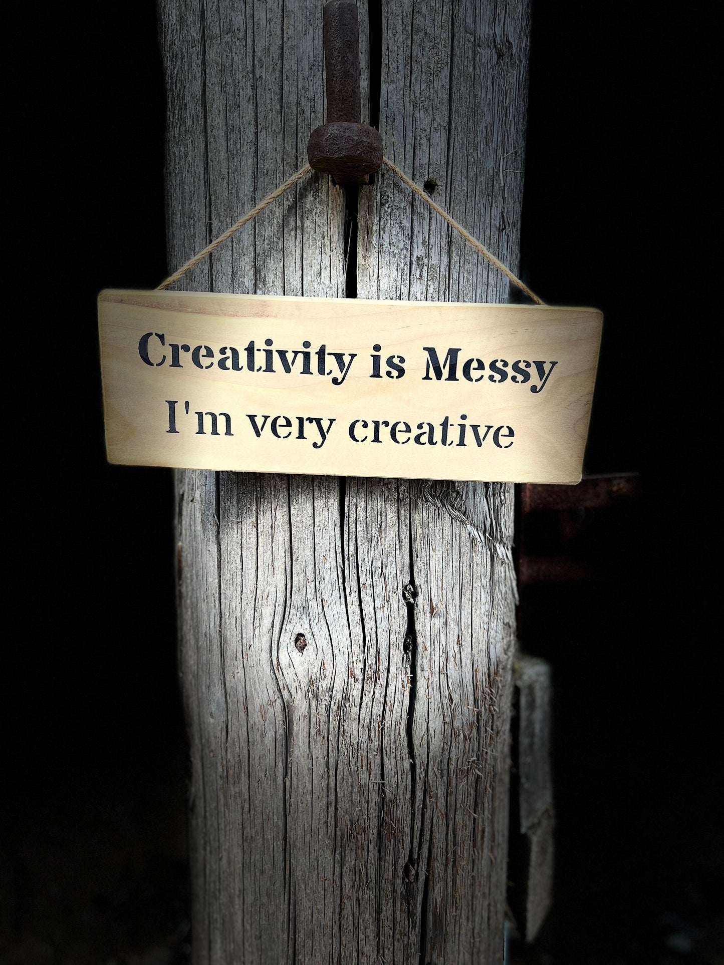 Handmade wooden sign - (Creativity is Messy I'm very creative)