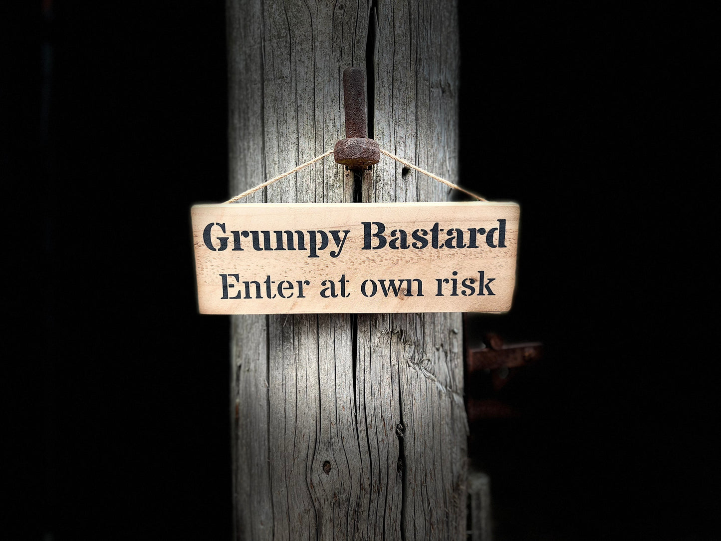 Handmade wooden sign - Grumpy Bastard Enter at own risk